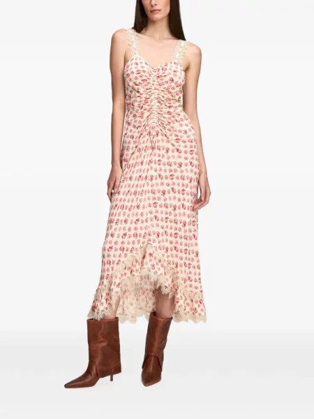 Rochie maxi Cinq A Sept cu volane din dantelă