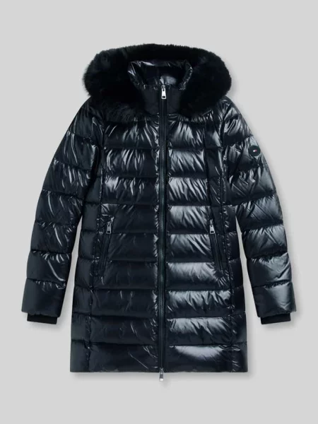 Kurtka w stylu puffer z kaptur z puchu Tommy Hilfiger czarna