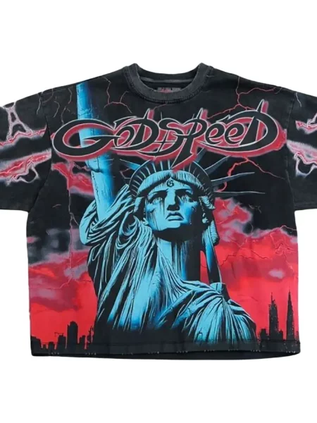 Tricou Godspeed cu imagine negru