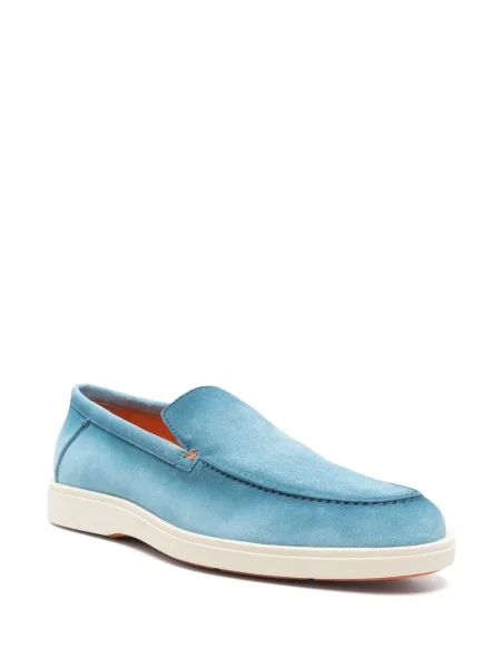 Pantofi loafer Santoni din piele de căprioară albastru