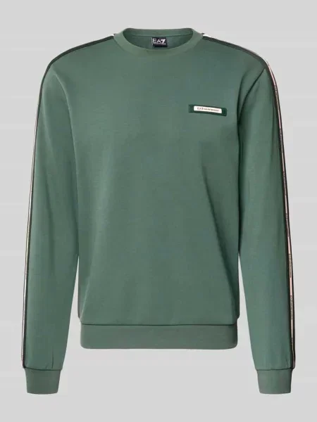 Bluza z detale z logo i okrągły dekolt Ea7 Emporio Armani zielona