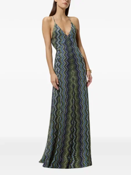 Lung rochie Missoni cu model piele de șarpe albastru