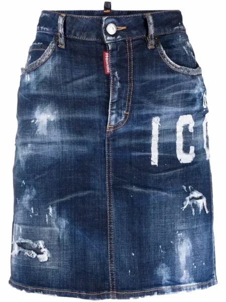 Fustă din denim Dsquared2 cu imagine albastru