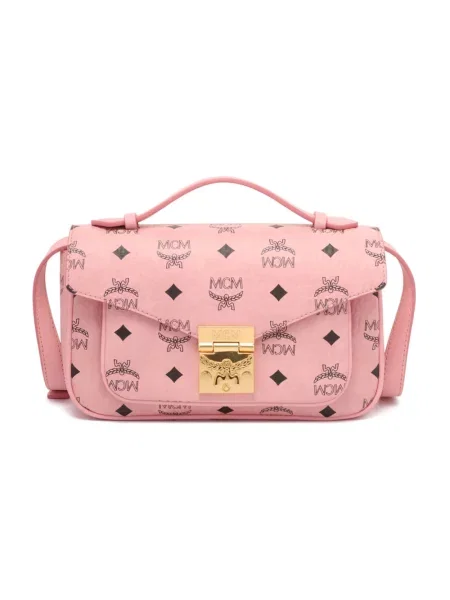 Lniana torebka crossbody Mcm różowa