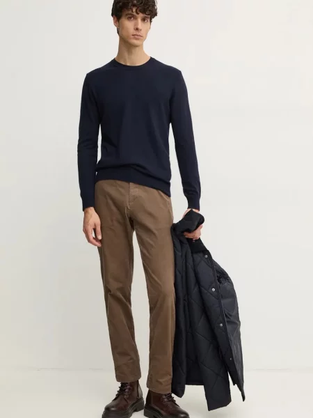 Pulover s primesjo volne Sisley mornarsko modra