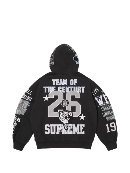Bluza z kapturem Supreme z naszywkami czarna