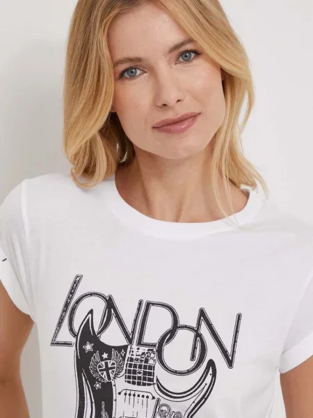 Koszulka Pepe Jeans Happy krótki rękaw czarna XS biała