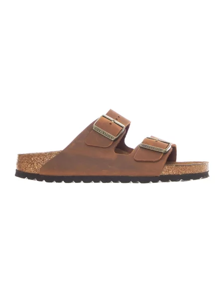 Klapki Birkenstock skórzane brązowe