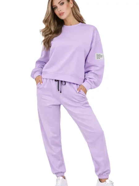 Aksamitny komplet dresowy Fashion fioletowy