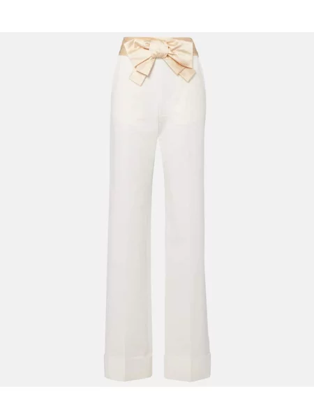 Pantaloni Valentino cu talie înaltă de in alb