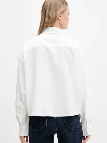 Košile Tommy Jeans relaxed s klasickým límcem bílá
