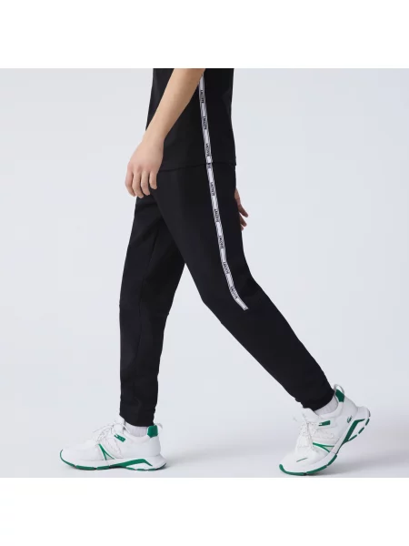 Lacoste Przylegające Joggery Z Paskami Z Logo Z Polaru czarne