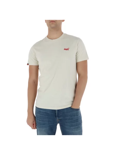 Tricou Superdry retro cu autograf bej