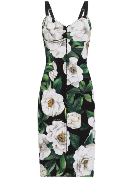 Rochie mini Dolce & Gabbana cu model floral cu imagine de costum negru