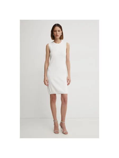 Armani Exchange sukienka beżowy mini prosta biała
