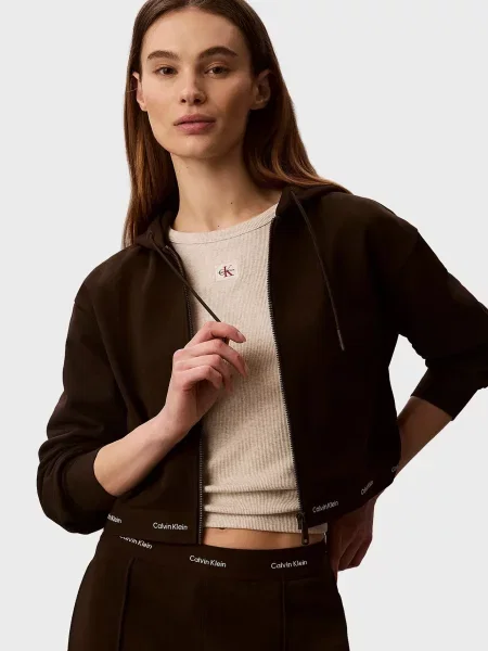 Махровое худи Calvin Klein Jeans коричневое