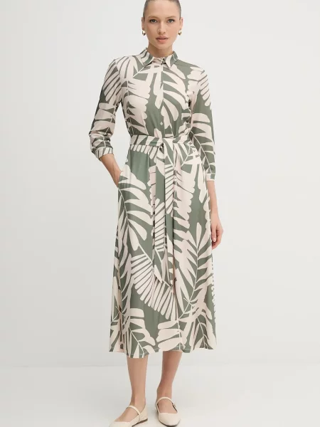 Рокля OUI среднодълга разкроена зелено