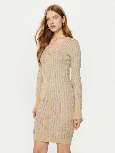 Трикотажное платье Guess бежевое