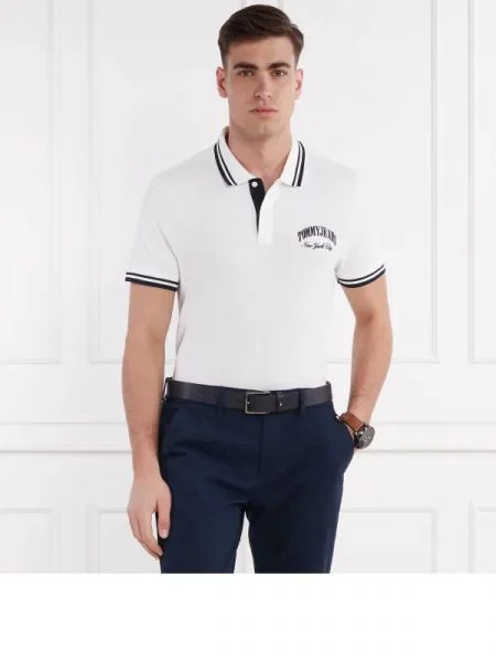 Tommy Jeans Tenisz póló TIPPING fehér