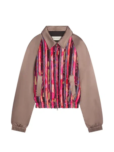 Яке тип бомбър Dries Van Noten на райета кафяво