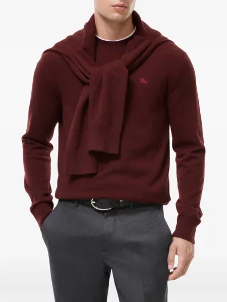 Pulover Burberry cu decolteu rotund roșu