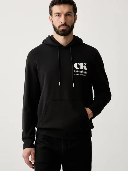 Calvin Klein Jeans hanorac cu glugă pentru bărbați din negru