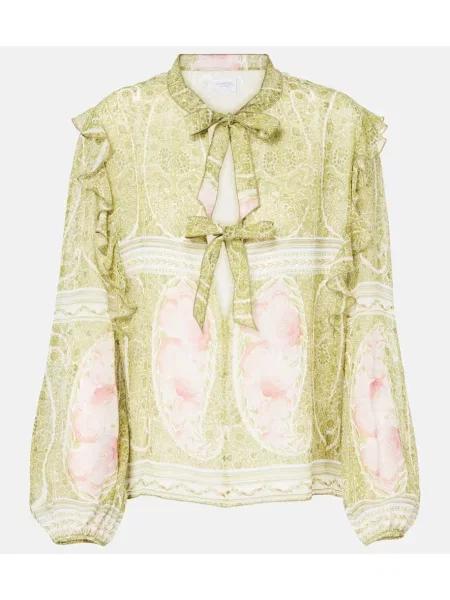 Bluză Giambattista Valli de mătase cu imagine verde