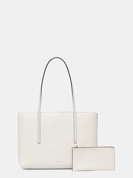 Calvin Klein Geantă Foil Logo Tote W/Pouch alb