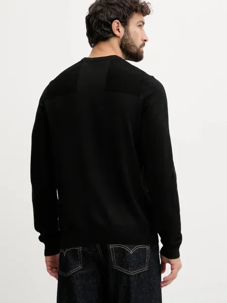 BOSS Green pulover din amestec de lână light negru