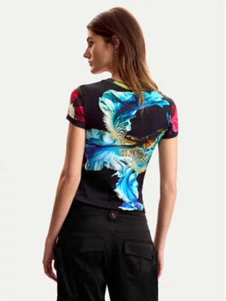 Desigual Majica Multiflowers Lacroix črna