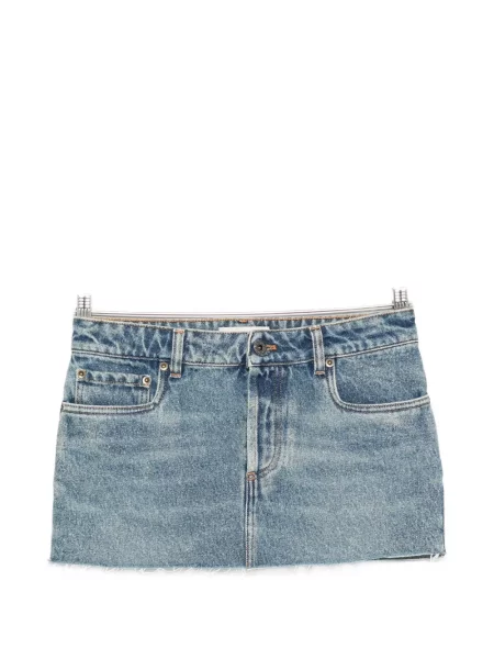 Fustă din denim Miu Miu cu autograf albastru