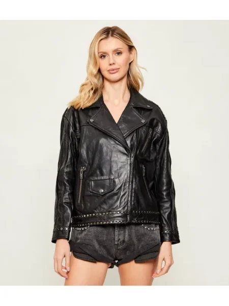 One Teaspoon Geacă de piele BIKER | Oversize fit negru