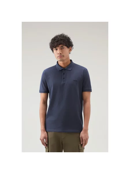 Koszulka polo Woolrich niebieska