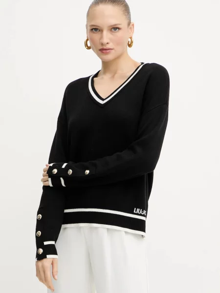 Liu Jo pulover din amestec de mătase negru