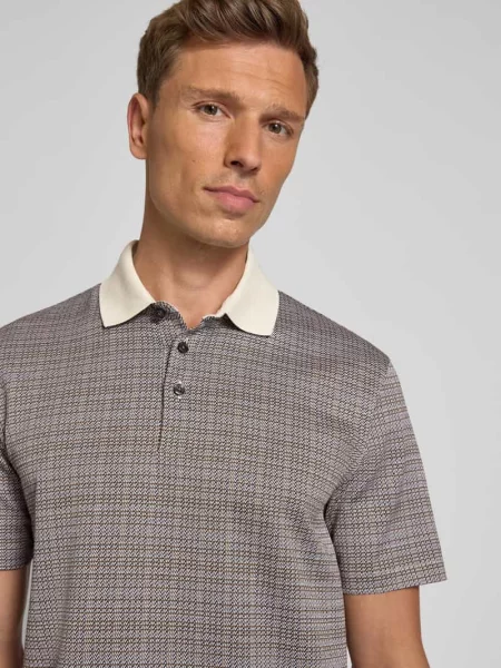 BOSS polo biały wzorzysty szare