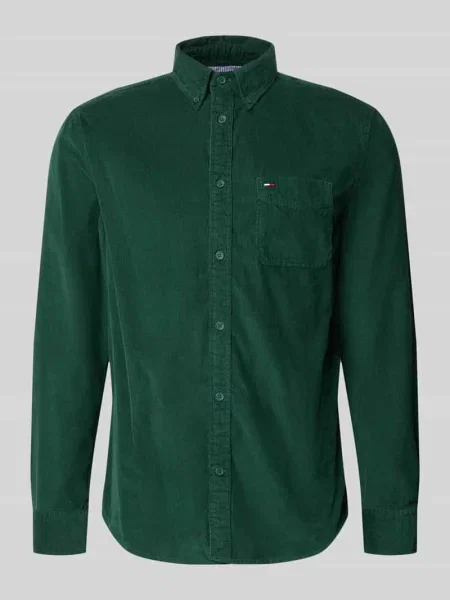 Tommy Jeans Koszula Z Sztruksu O Kroju Comfort Fit gruen zielona