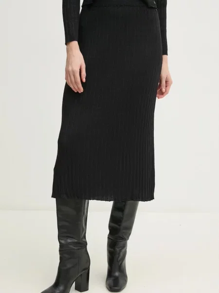 Fustă din denim Pepe Jeans până la genunchi negru