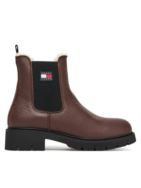 Kotníková obuv s elastickým prvkem Tommy Jeans Tjw Chelsea Boot Wl hnědá