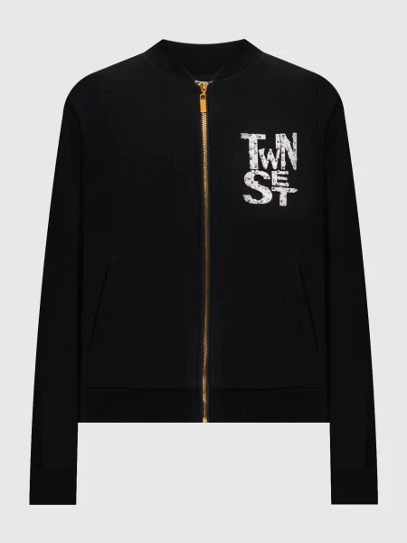 Спортивна куртка з логотипом Twinset чорна