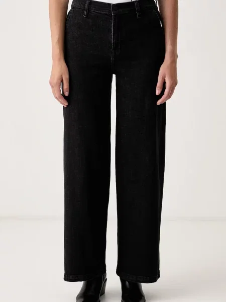 DKNY blugi wide leg pentru femei negru