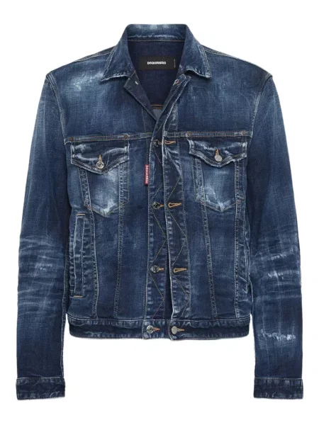 Geacă de blugi Dsquared2 zdrențuiți albastru