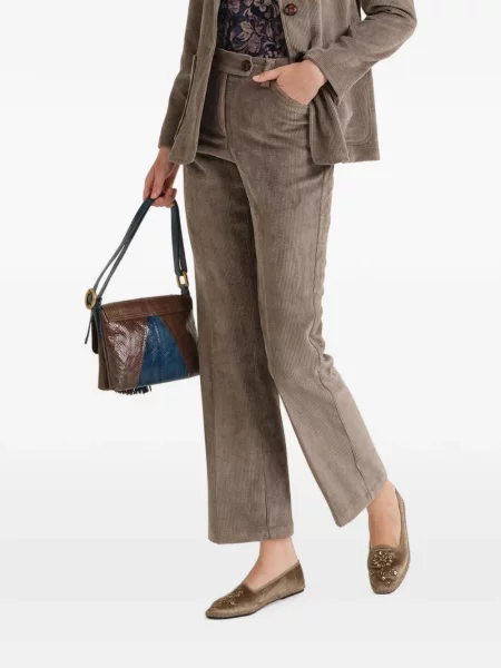 Decupat pantaloni Maliparmi de catifea cord gri