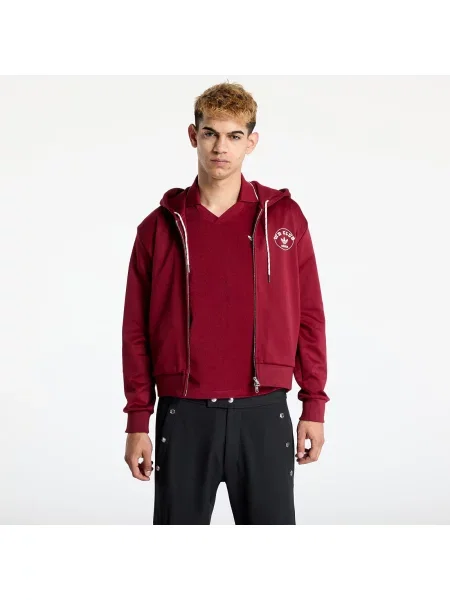 Dukserica adidas Originals x Wales Bonner Track Track za žene s kapuljačom bez uzorka crvena