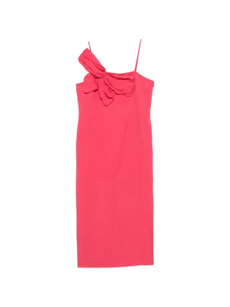 Rochie midi Blumarine cu volane cu bretele roz