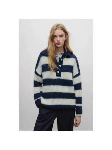 Sweter The New Society wełniany niebieski