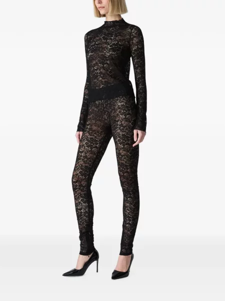 Bluză Vera Wang cu model floral din dantelă negru