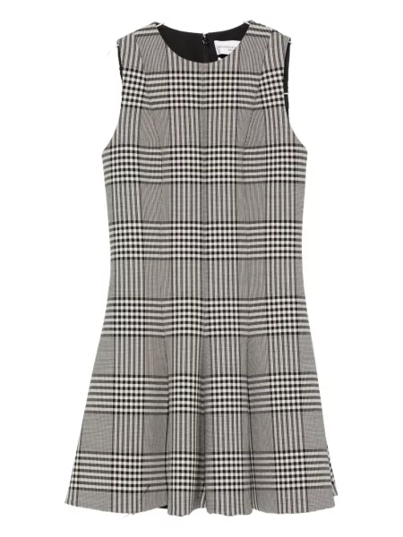 Mała sukienka mini Brandon Maxwell w kratkę garniturowa szara