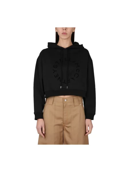 Bluza z kapturem Stella Mccartney o krotszym kroju z autografem czarna