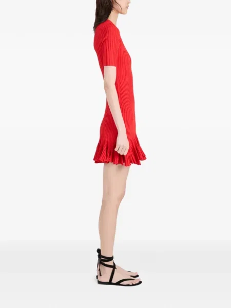 Костюм оребрен мини мини рокля Proenza Schouler червено