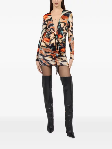 Rochie mini Roberto Cavalli cu imagine portocaliu